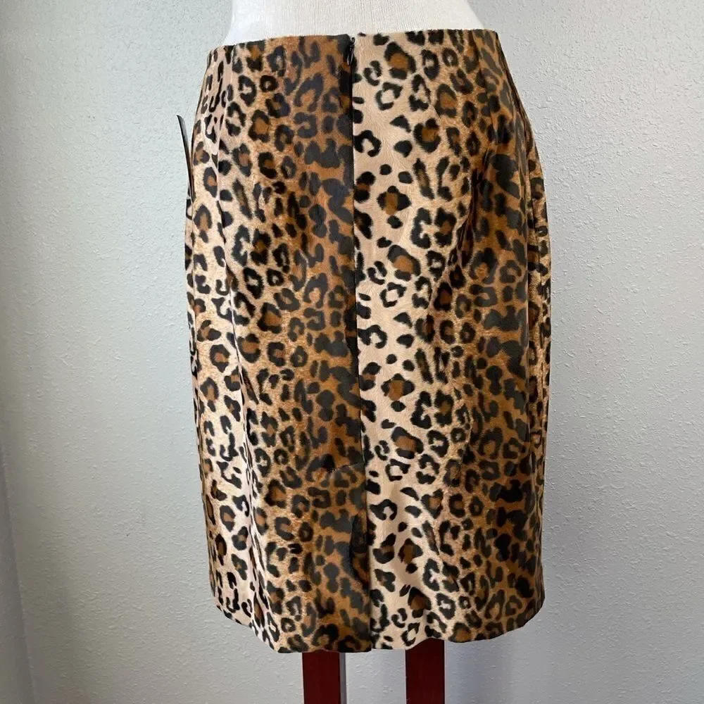 NWT INC Leopard Print Velour Skirt Size 10